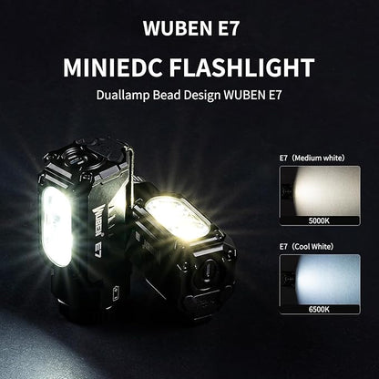 WUBEN E7 EDC Flashlight, 1800 Rechargeable Lumens Mini Flashlight, Super Bright Small Flashlight, 6 Modes IP68 Built-in Waterproof Handheld Flash Light for Emergencies Camping Hiking