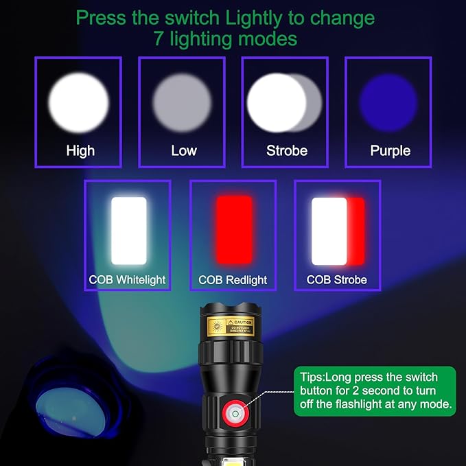 DARKBEAM 365nm UV Flashlight Black Light LED, 3-in-1 Ultraviolet Flashlight USB -C Rechargeable Woods Lamp Mini, Blacklight Flash Light Powerful Focusable for Pet Urine & Rock Detection, Curing Resin