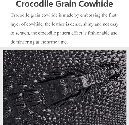KPYWZER Genuine Leather Sling Bag Backpack for Men Crocodile Embossing Chest Bag Crossbody Shoulder Bag Daypack Black