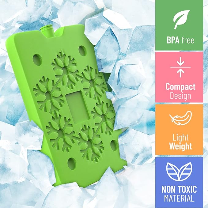 Ice Packs for Lunch boxes and Coolers | Bento Lunch Box Ice Packs, Cooler Bag for Work, School, Picnic or Camping | Reusable Small Freezer Pack, Adult and Kid Friendly