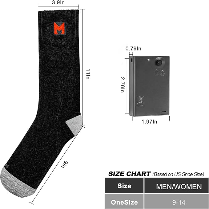 Heated Socks for Men and Women, Battery Operated Socks Washable Electric Heated Socks for Hiking Camping Skiing Fishing Hunting Mountaineering