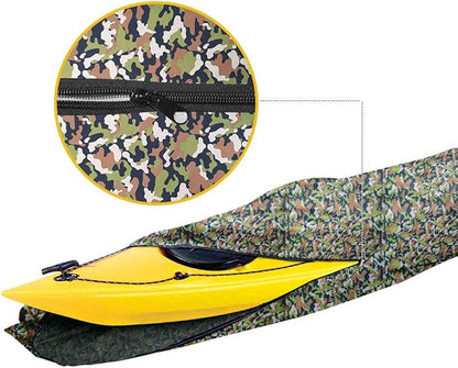 i COVER 13ft Kayak Cover- Water Resistant Heavy Duty Kayaks/Canoe Covers Fits Canoes or Paddleboards up to 13ft Long and Beam Width up to 30in, Camo