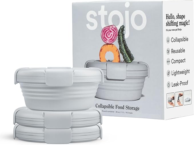 STOJO Collapsible Bowl - Opaque Sets- Reusable Silicone Bowl (3, Cashmere)