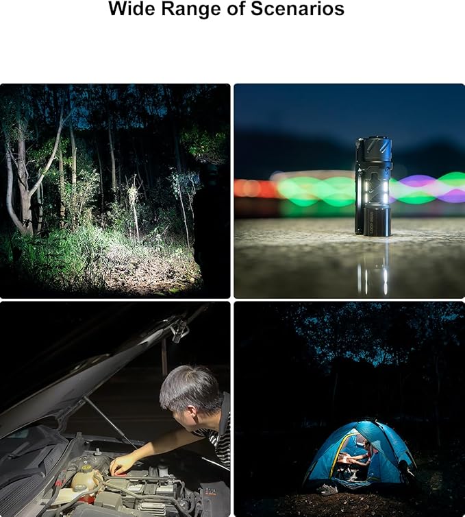SK03 PRO EDC Rechargeable Flashlight with Magnetic Bracket, Side Light with 4 Colors Filters, 10 Modes, 1000 Lumens LED Mini Flashlights High Humens for Emergency, Home, Camping