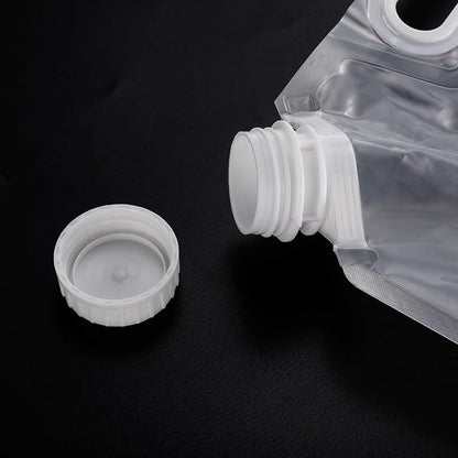 PATIKIL 1.3 Gallon Collapsible Water Container Bag with Spigot, 3 Pack PE Folding Water Jug Carrier for Camping, Hiking, Emergency Water Storage, White
