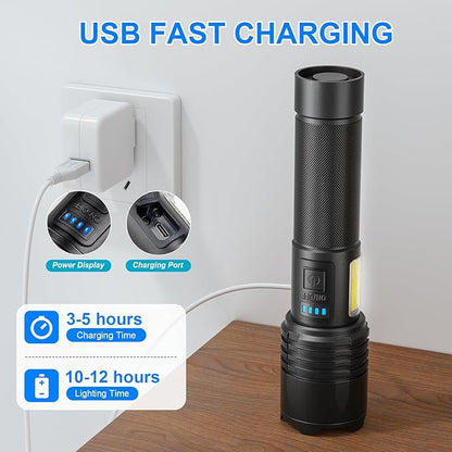 Rechargeable Flashlights High Lumens 2 Packs, 990000 Lumens Super Bright LED Flashlight with 7 Modes & Waterproof, Powerful Flash Light for Home Camping