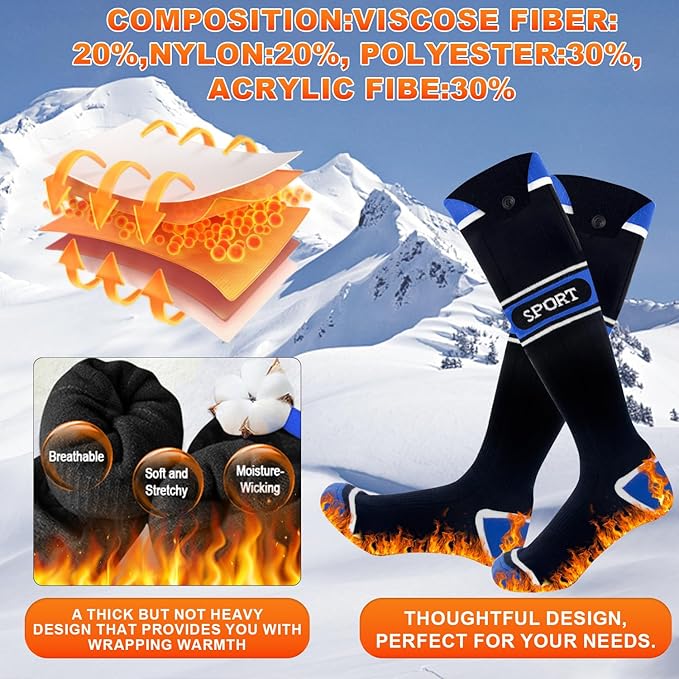 Heated Socks for Men Women,5000mAh Rechargeable Foot Warmer Electric Heating Socks with 3 Heating Settings & App Remote Control Thermal Electric Socks,Warm Socks for Hunting Skiing Camping Hiking