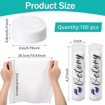100PCS Compressed Towels,Coin Tissues,Disposable Toilet Paper Tablets with 10 Carrying Cases,Compressed Cotton Coin Tissue Towel Soft & Odor Free for Home Beauty Salon Travel Camping