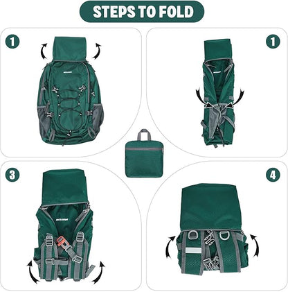 40L Lightweight Hiking Backpack Travel Packable Daypack for Women and Men, Green