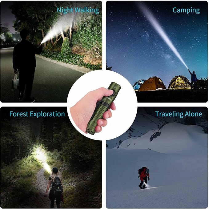 Wurkkos FC11 Rechargeable LED Flashlights Max 1300Lumen High 90CRI EDC Flash Light USB C Charge,IP67 Waterproof Torch, Magnetic Tailcap, Great for Dog Walking Home use Emergency(Green-4000K)