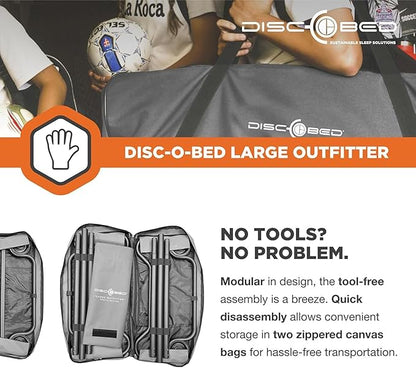 Disc-O-Bed Portable Cam-O-Bunk Bed, Large 2 Adult Sleeping Cot for Camping, Gray