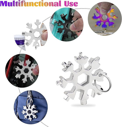 18-in-1 Snowflake Multitool Gifts for Men, 9 Pack Stainless Steel Snowflake Multi-Tool Christmas Stocking Stuffers Gifts for Men, Pocket Size Cool Gadgets for Portable Screwdriver Wrench Bottle Opener