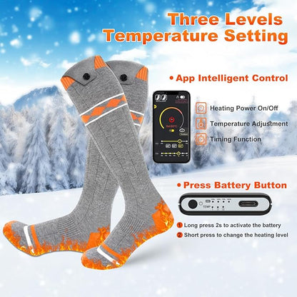 Heated Socks for Men Women,5000mAh Rechargeable Foot Warmer Electric Heating Socks with 3 Heating Settings & App Remote Control Thermal Electric Socks,Warm Socks for Hunting Skiing Camping Hiking