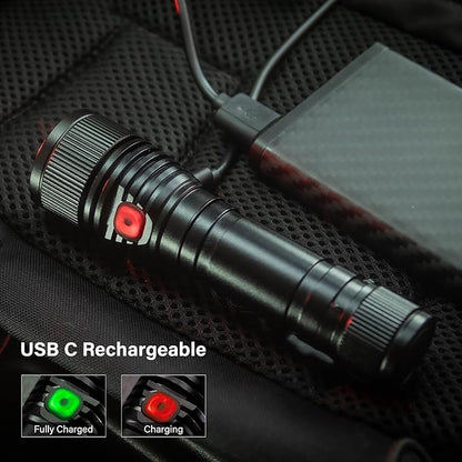 77outdoor Small Flashlight Powerful 1000 High Lumen, S15 Pro USB C Rechargeable Pocket Flashlight with Clip, Super Bright LED, Magnetic Tail Cap for EDC, Camping, Emergency