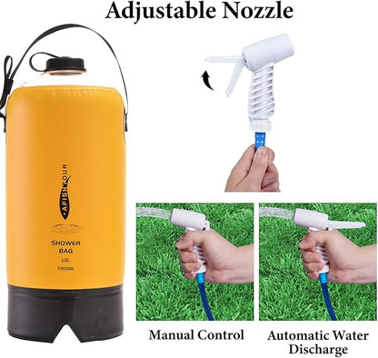 Portable Camping Shower Bag - 10L/2.2 Gallons 20/5 Gallons Solar Shower Water Bag with Foot Pump, Hose and Shower Head - Camp Shower for Camping, Beach, Travel, Outdoor Activities