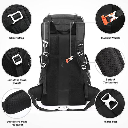 HOMIEE 50L Hiking Backpack Travel Bag Waterproof Camping Backpack with Rain Cover Lightweight Backpacking Backpack Rucksack