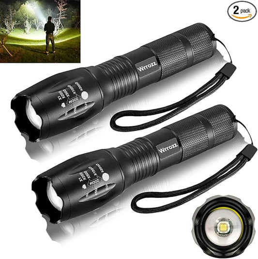 LED Flashlights 2 Pack- Mini Camping Flashlights Torch with High Lumens, 5 Modes, Zoomable Beam - Powerful, Bright, Tactical Flash Light for Emergency, Outdoor and Home Use