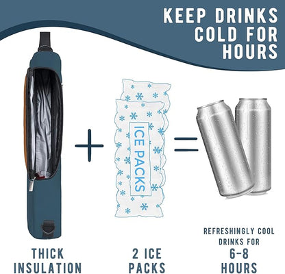 Golf Cooler Bag Plus Ice Pack Soft Sided Insulated Cooler Bag- Holds 6 Pack of Cans or 2 Wine Bottles - Grey Camo Golf Beer Sleeve Black Fits Discreetly in Golf Bags