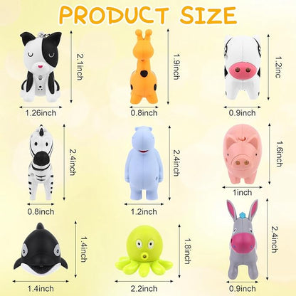 9 PCS Nurse Flashlight Pediatric Nurse Flashlight Keychain Animal Flashlight Giraffe Cow Pig Hippo Octopus Spotted Puppy Horse Whale Little donkey Keychain Pen Light for Nurse Badge Reel