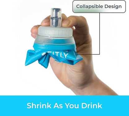 Large Soft Flask - 17 oz (500 ml) - Shrink As You Drink Pocket Soft Water Bottle for Hydration Pack/Running Vest- Folding Water Bottle for Running, Hiking, Cycling - Ski Water Bottles (F5L)