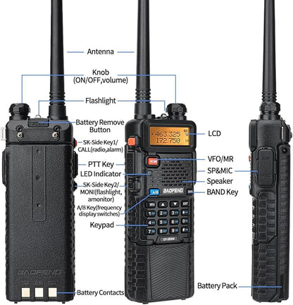 Baofeng UV-5R 8W Ham Radio Long Range Walkie Talkies for Adults Baofeng UV5R Two Way Radio with Earpiece 3800mAh Battery (2)