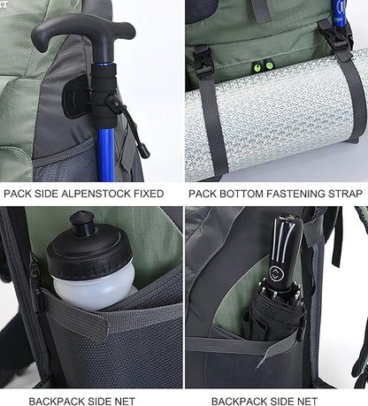 Bseash 50L Hiking Backpack, Water Resistant Lightweight Outdoor Sport Daypack Travel Bag for Camping Climbing Touring (Lake Green - No Shoe Compartment)