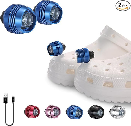 RAHAN Croc Lights for Shoes,2 PCS Croc Headlights,Light Up Charm Accessories for Kids Adults Croc, Hands-Free Night Light, Camping Lights，IP65 Waterproof Light, Blue