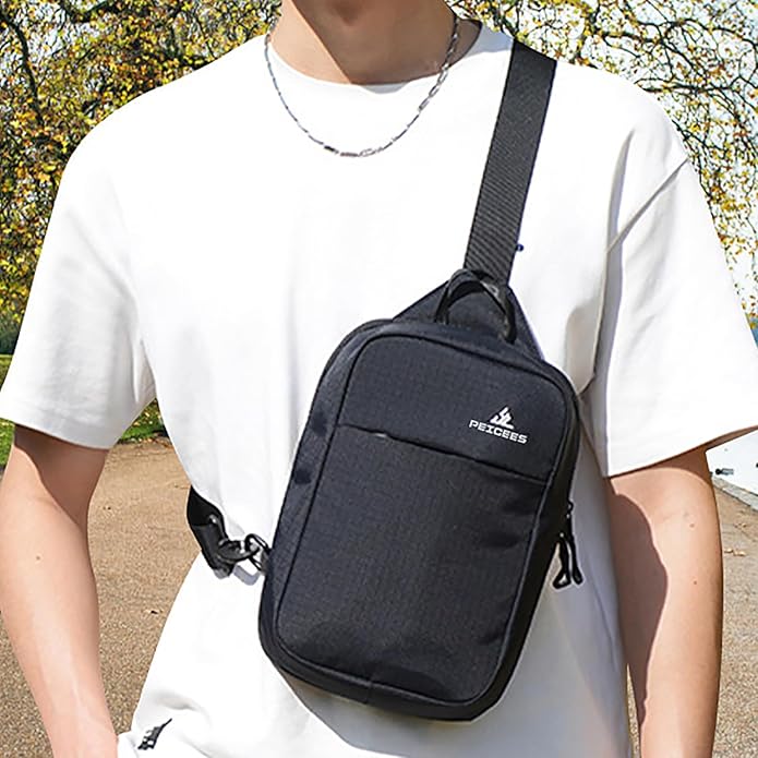 Peicees Small Sling Bag for Women Men Trendy Casual Phone Chest Bag Waterproof Crossbody Daypack