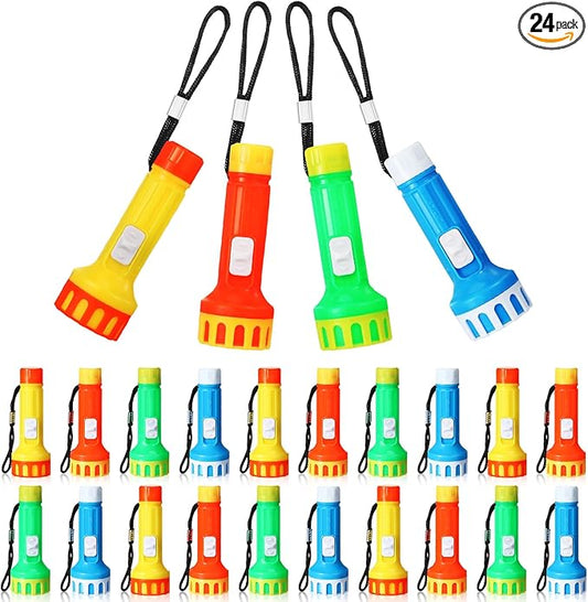24 Pcs Mini Flashlight Bulk Small Multicolor LED Flashlights with Lanyard Portable Flashlights Lightweight Handheld Flashlight for Night Party Favors Gift Camping Hiking Home(Rainbow Style)