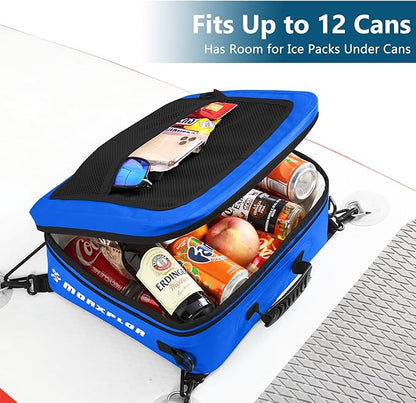 Waterproof PVC Paddleboard Cooler Deck Bag - 12 Can Soft Insulated Cooler for Paddleboarding, Camping, Kayaking