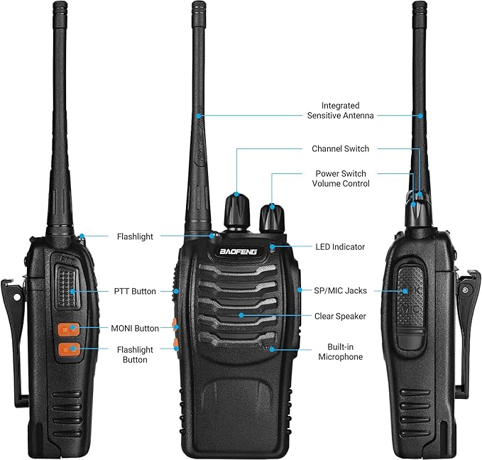 Baofeng Walkie Talkies bf-888s for Adults Handheld Two-Way Radios Long Range UHF Communicator Rechargeable Interphone Professional 4 Pack Walky Talky Set with Earpiece,Li-ion Battery and Charger