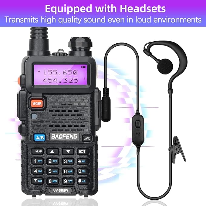 BAOFENG UV-5R 8W Ham Radio UV5R Long Range Walkie Talkies Rechargeable Dual Band UHF VHF Handheld Rapid Two Way Radio for Survival Gear,Hotel,Restaurant,4Pack