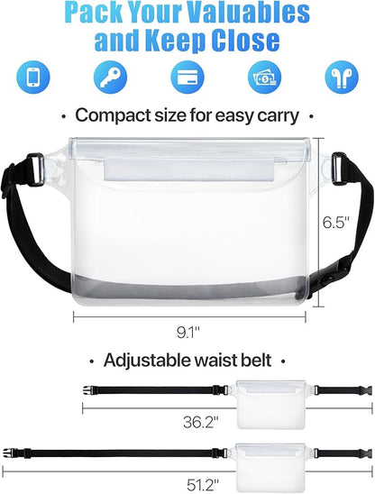 F-color Waterproof Fanny Pack - Waterproof Phone Pouch with Waist Strap - Cruise Essentials 2025 Must Haves Waterproof Pouch Dry Bag Keep Phone Valuables Safe for Beach Kayaking Boating Fishing