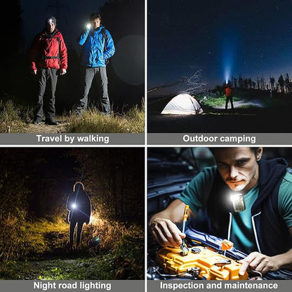 Mini Flashlight with Clip, Digital Power Display Rechargeable Cap Lights Clip On Hat, 180 Degree Twist Small Flash Light, LED Magnetic Flat EDC Pocket Light for Running, Camping, Cycling