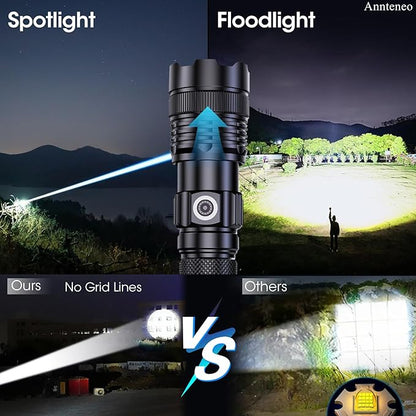 Flashlights High Lumens, 25000lm Super Bright Flashlight USB Rechargeable-1600Meter Long Beam LED Flashlights(Included Battery)- Zoomable Spotligh Flash Light Waterproof for Home Emergency Camping
