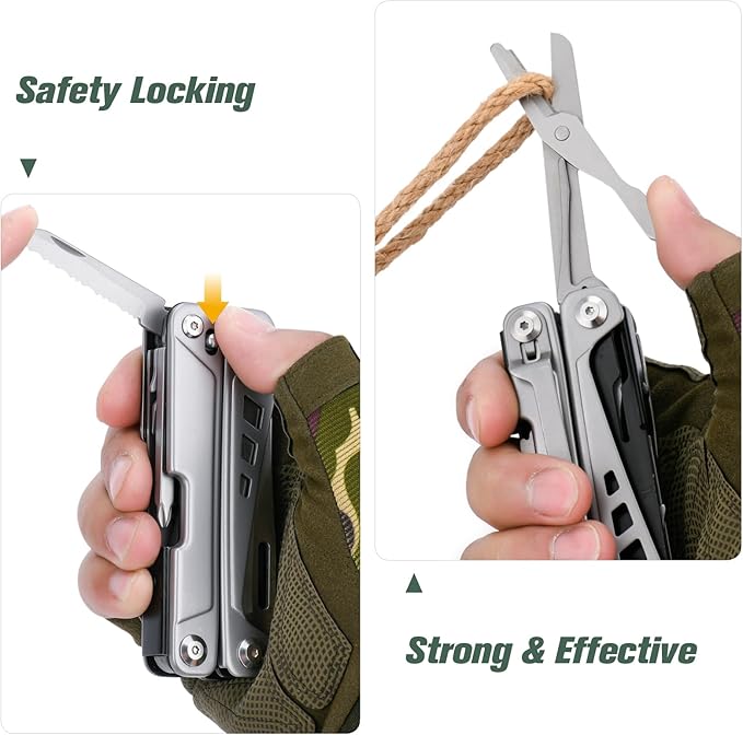 FLYHOMES Multitool, 19-in-1 Multitools Pliers with Scissors, Pocket Clip, Screwdriver... Gift for men, Professional for Camping Survival Tools, Hunting, Hiking (Silver)