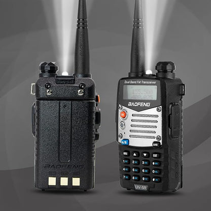 BAOFENG UV-5R 8W Ham Radio Handheld Dual Band 2-Way with an Extra 3800mAh Battery with BAOFENG Hand Mic and Programming Cable