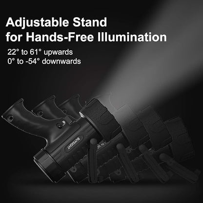 BUYSIGHT Rechargeable Spotlight Flashlight, Hand held Spotlight 120000 lumens Waterproof Flashlight Hunting Lamp with red Filter(IP67 Waterproof Black Mini)