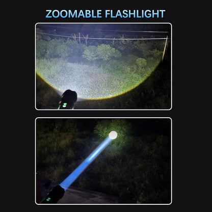 ULTRAFIRE Rechargeable Flashlight 2500 High Lumens, Super Bright LED Tactical Flashlights, 5 Light Modes Zoomable IP65 Waterproof Brightest Flashlight with COB Light