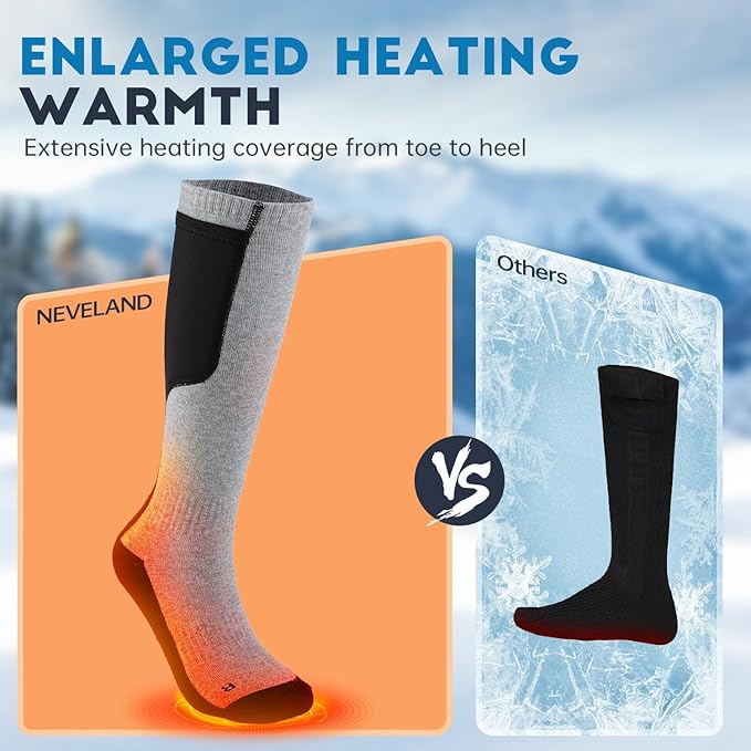 Heated Socks, Remote Control 4000mAh 5V Rechargeable Electric Heated Socks with 3 Heat Settings for Men Women Outdoor Hunting Skiing Camping Warm Winter Socks
