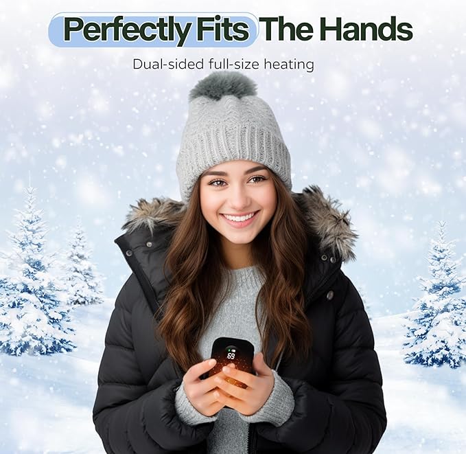 Hand Warmers Rechargeable,9600mAh Portable Pocket Heater Power Bank,10 Hours of Warmth,Dual-Sided Heating,Reusable,20W Fast Charging