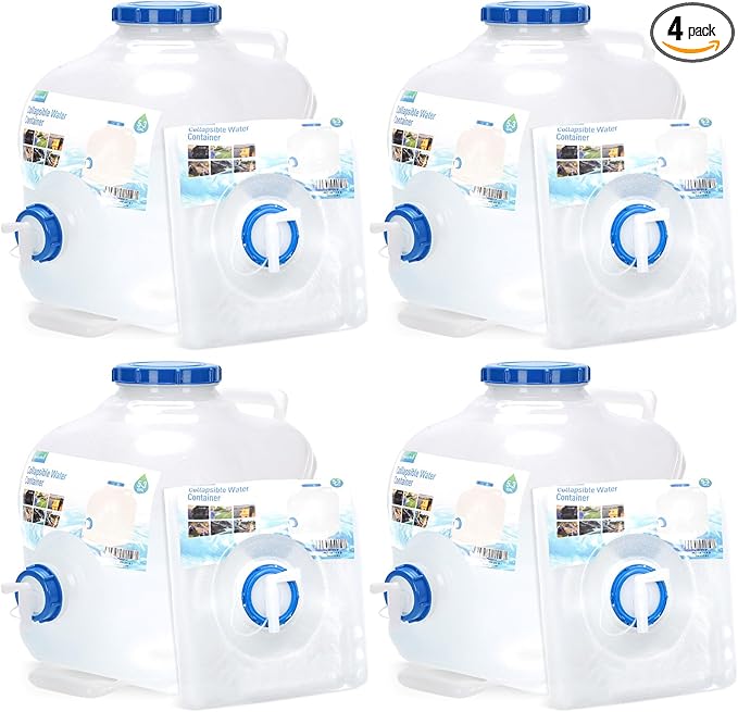 Collapsible Water Container,Potable Water Storage Containers,Water Jug 5.3 Gallon,Camping Water Container with Spigot,Double Handles Foldable Portable Water Jug for Camping,Hiking,Outdoors (4 Pack)