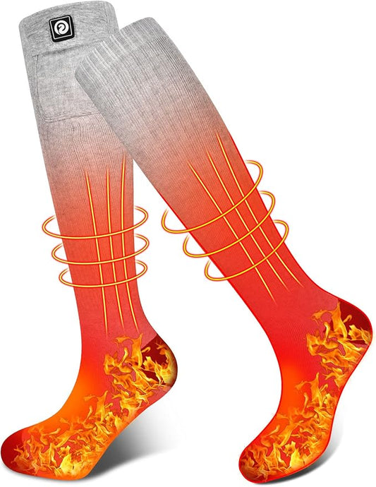 Heated Socks, Battery Rechargeable Electric Heating Socks, Thermal Warm Socks for Men Women Hiking Camping Winter Footwarmers
