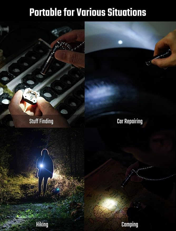 MecArmy Titanium Mini Flashlight Rechargeable, EDC Small Flashlights with Quick Release Tail for Easy Access, Led Pocket Flashlight for Home Camping Outdoors, Christmas Birthday Gifts for Him Her