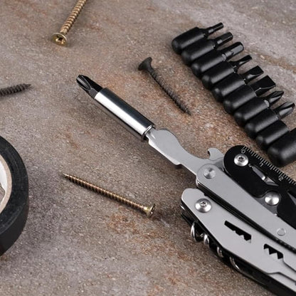 Ganzo G304 Full-sized Multitool, 21-in-1 Stainless Steel Pocket Knife with Screwdriver, Pliers with Sheath, Perfect for Outdoor, Survival, Camping, Hiking, Repair, EDC, Silver-black