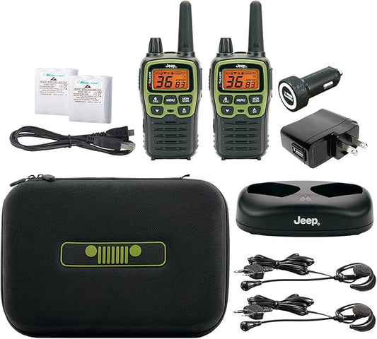 Midland - T77VP5J FRS Jeep® X-TALKER Extreme Dual Pack - 22 Channels, 121 Privacy Codes, Water Resistant - Clear Communication with Weather Alert - Jeep® Branded Carrying Case & Headset Included