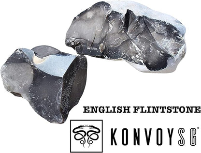 English Flint Stone Rock for Use with A Carbon Steel Striker (not included) for Bushcraft, survival and Camping Activities. Comes in an Emergency Tinder Jute Bag.