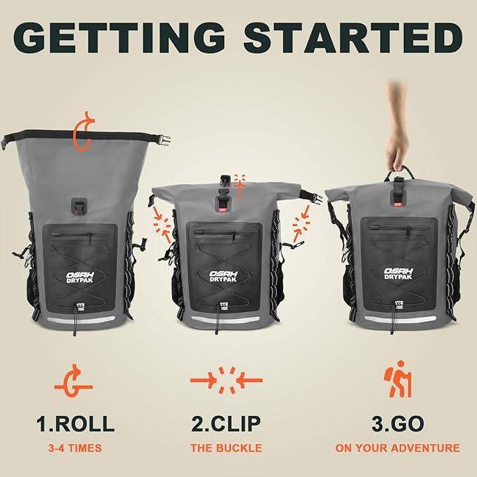 Waterproof Backpack Dry Bag 35L/55L – Heavy Duty Roll-Top Hiking Backpack for Travel, Kayaking, Boating, Camping, Rafting and Fishing