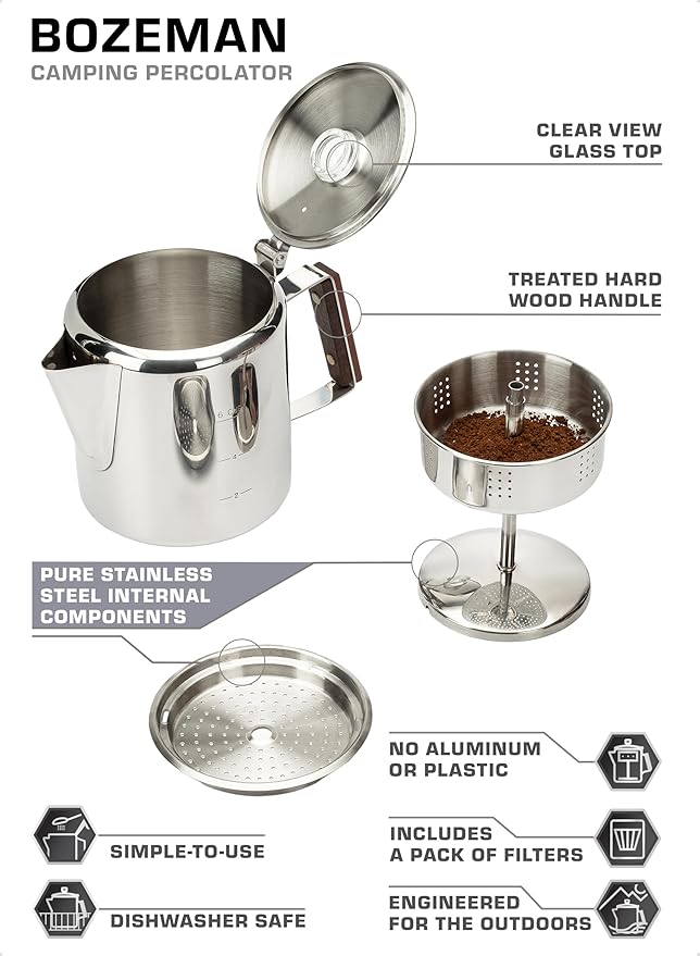 COLETTI Bozeman Coffee Percolator — America’s Favorite Percolator [6 cup]