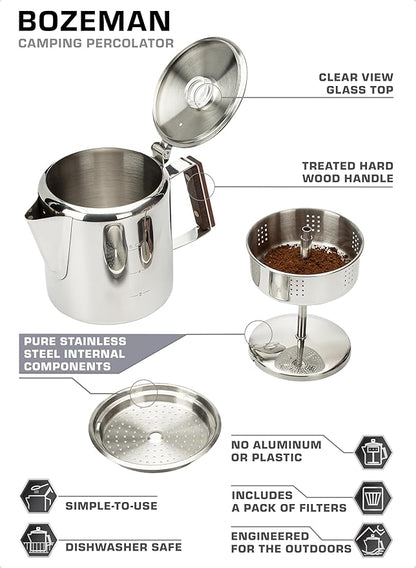 COLETTI Bozeman Coffee Percolator — America’s Favorite Percolator [6 cup]